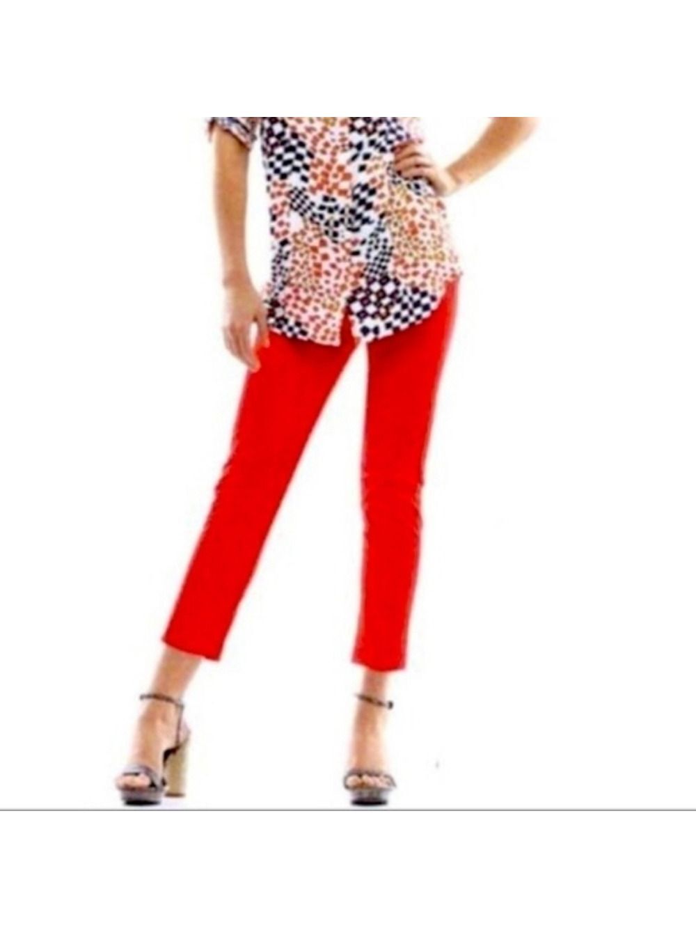 Cabi Style #646 Women's Work It Capri Cropped Pants in Poppy Red Size 2